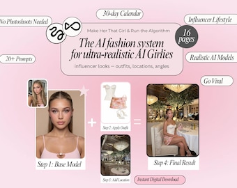Mensajes ultrarrealistas para influencers con IA / Guía de contenido de moda con IA / Nano Banana Pro / Contenido sin rostro / Libro electrónico Plug & Play