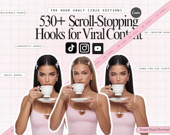 Más de 530 plantillas de ganchos virales que captan la atención para TikTok, Instagram Reels, YouTube Shorts / Ganchos de contenido viral para creadores anónimos con IA