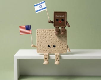 Figuras de matzá y hagadá de Pésaj / Decoración articulada impresa en 3D para el Séder / Regalo judío / Adorno para estante de judaica de Pésaj