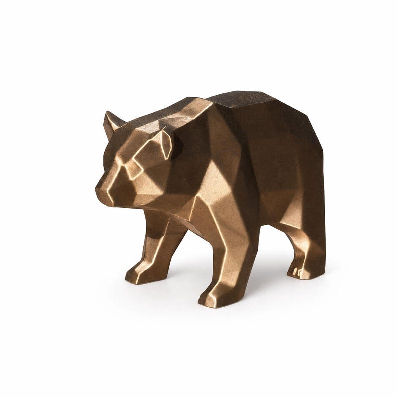 Bull and Bear Statue Set, Low-Poly Wall Street Finance Decor Bear Only