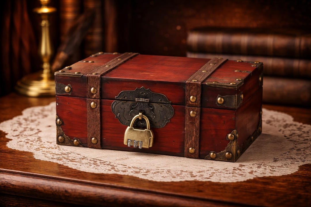 Lockable Vintage Jewelry Box - Wooden Treasure Chest Decor - Etsy