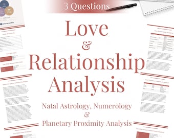 Análise de Amor e Relacionamento em 3 Perguntas | Astrologia Natal, Numerologia, Análise de Proximidade Planetária (PDF)