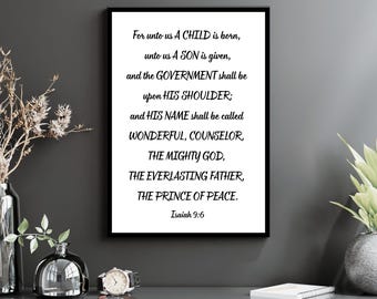 Isaiah 9:6 Christian Wall Art | Christmas | PDF/JPG Instant Digital Download