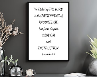 Proverbs 1:7 Christian Wall Art | PDF/JPG Instant Digital Download