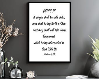 Matthew 1:23 Christian Wall Art | Christmas | PDF/JPG Instant Digital Download
