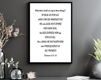 Romans 8:31-32 Christian Wall Art | PDF/JPG Instant Digital Download