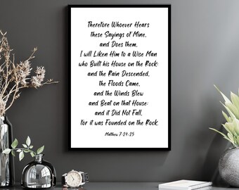 Matthew 7:24-25 Christian Wall Art | PDF/JPG Instant Digital Download