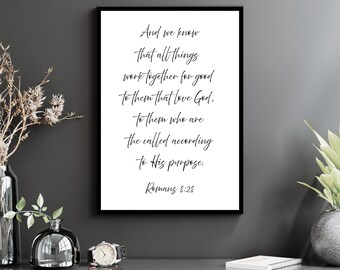 Romans 8:28 Christian Wall Art | PDF/JPG Instant Digital Download