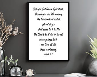 Micah 5:2 Christian Wall Art | Christmas | PDF/JPG Instant Digital Download