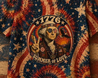 1776 Summer of Love Tie Dye Tee | Psychedelic George Washington Patriotic Shirt