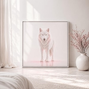 White Wolf Canvas Print, Spiritual Minimalist Art, Root Chakra Decor