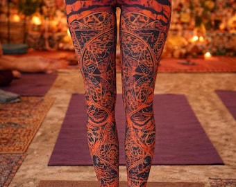 Leggings de yoga de talle alto con estampado de mandala y rayas de tigre / Estampado integral