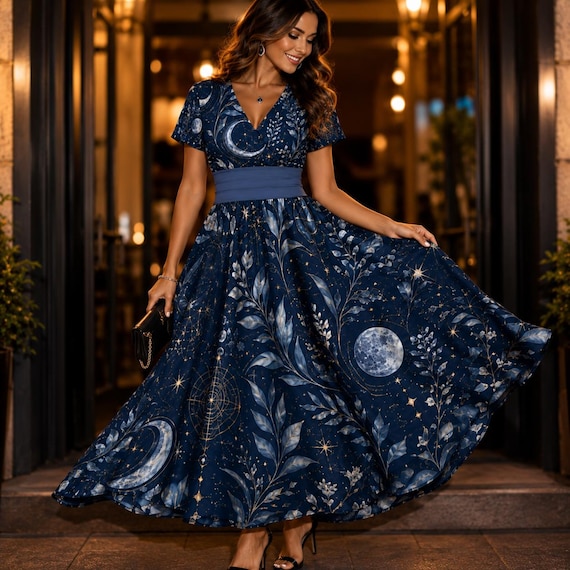 Celestial Moon Midi Dress