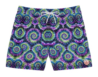 Psykedeliska tie dye-mönster med spiralmönster | Medellånga strandbyxor