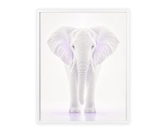 White Elephant Portrait Poster framed
