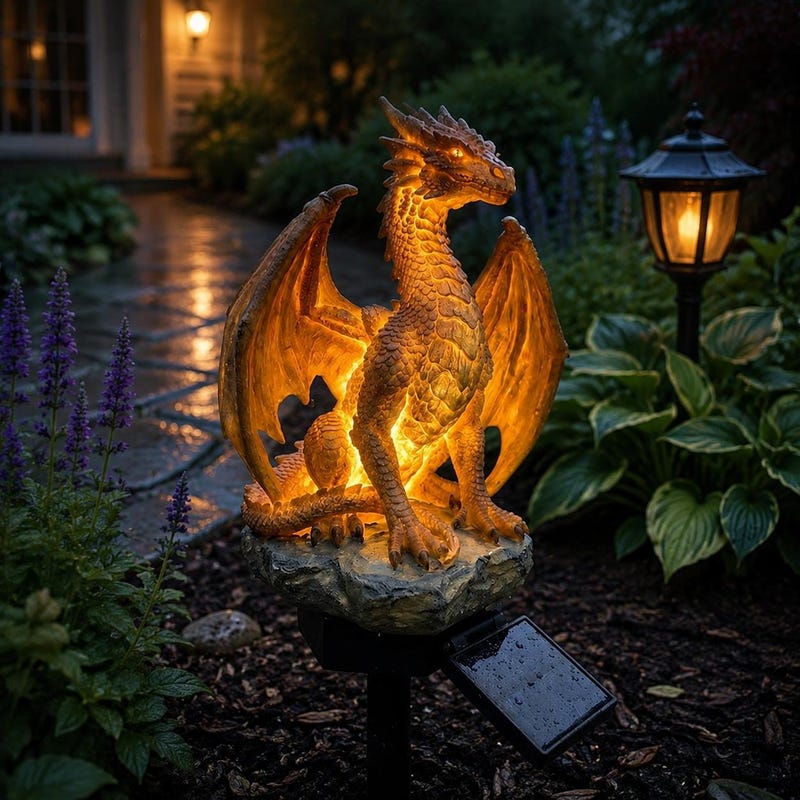 Unique Solar Statues Solar Dragon Garden Statues - Etsy