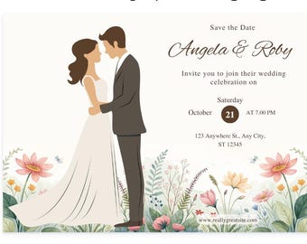 Flowery, I do - Wedding Invitation - Template