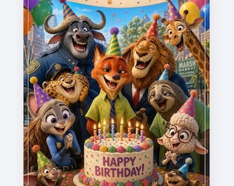 Glad Zootropolis - Födelsedagsfest - Inbjudningsmall