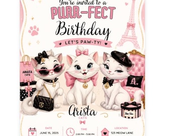 Arista-Cat - Födelsedagsfest - Inbjudningsmall