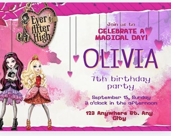 Ever After High - Födelsedagsfest - Inbjudningsmall