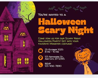 Läskig natt - Halloweenfest - Inbjudningsmall