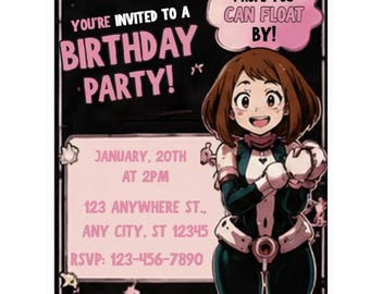 Ochaco Uraraka - Födelsedagsfest - Inbjudningsmall
