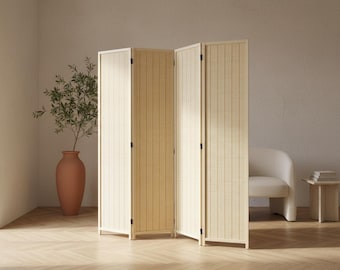 Handcrafted Bamboo Folding Room Divider: Natural Boho Privacy Screen