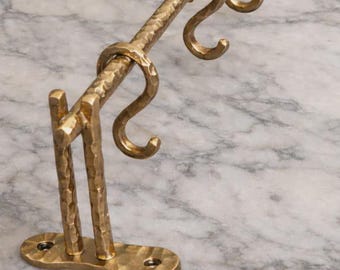 Küchenleiste aus massivem Messing mit 5 Haken zur Wandbefestigung