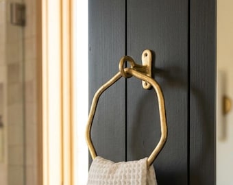 Luxus Messing Handtuch Ring - an der Wand befestigter Handhalter für Badezimmer, unlackierte Oberfläche