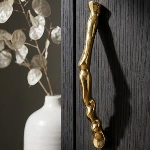 Solid Brass Cabinet Handle, Modern Drawer Pull, Kitchen Hardware, Gold Finish