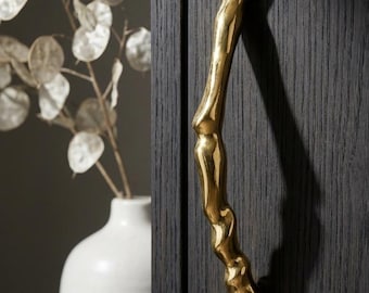 Massiver Messing Schrankgriff, moderner Schubladenknauf, Küchenbeschläge, Gold Finish