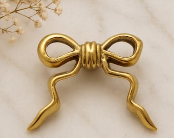 Solid Brass Bow Cabinet Knob – Heavy Duty Drawer Pull, Luxury Kitchen Hardware