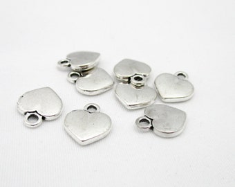 8pcs Silver Puffed Heart Charms 11x10mm CHR0087