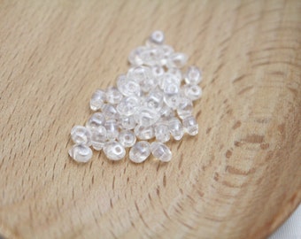 Crystal AB Czech Glass MiniDuo Beads - 2-Hole Beads - 44pcs - 2x4mm - 0.6mm Hole - CLR0048