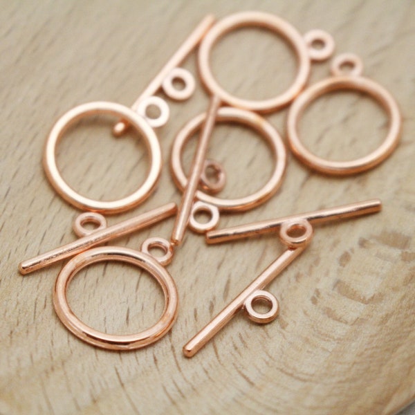 5 Sets Rose Gold Toggle Clasps - 15x2mm, 21mm Bar - FND0070