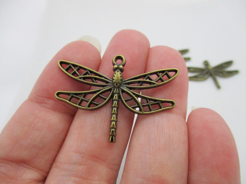 Antique Bronze Dragonfly Charms Large Dragonfly Charms 34x25mm 4pcs CHR0104 image 4