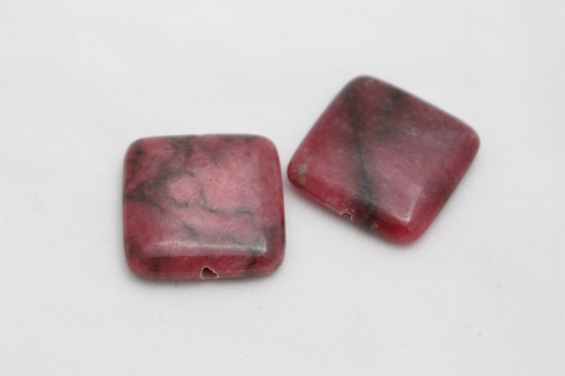 Pink Rhodonite Square Gemstone Beads 25x4mm 2pcs 1.2mm Hole PNK0174 image 6