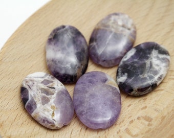 Dogtooth Amethyst Oval Gemstone Beads -24x17mm - 5pcs - 1mm Hole -  PPL0204