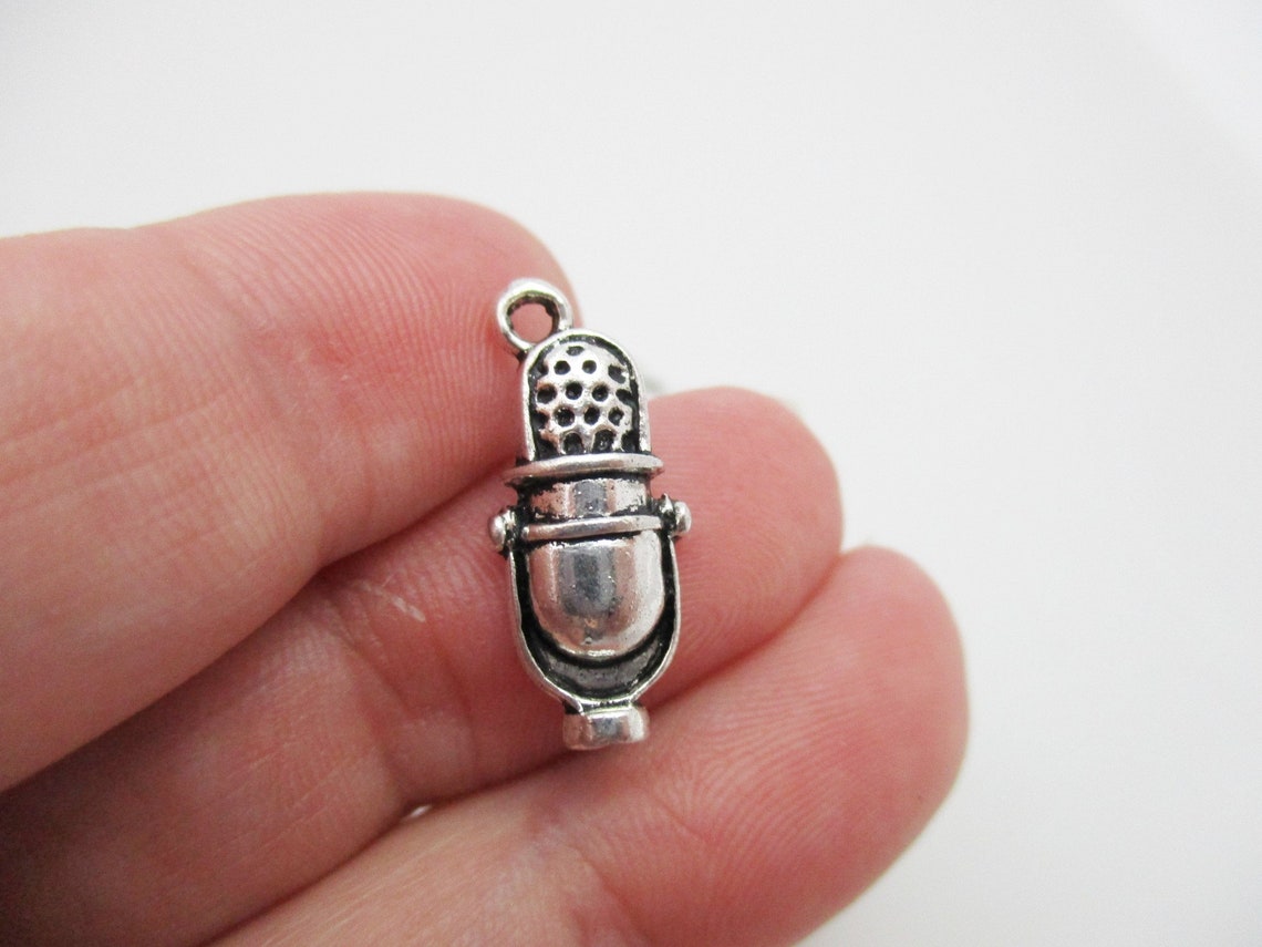 Microphone Charms Antique Silver Charms 20x9mm 1.2mm Etsy