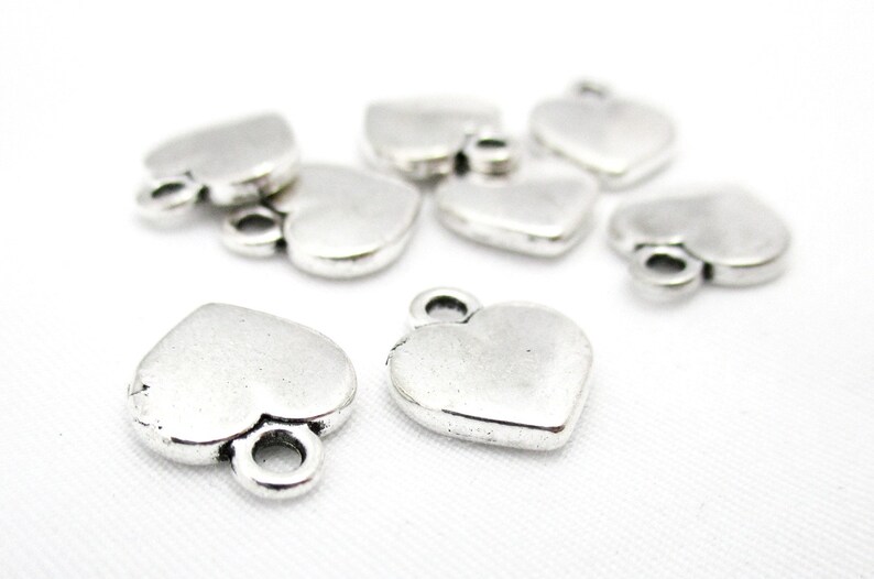 8pcs Silver Puffed Heart Charms 11x10mm CHR0087