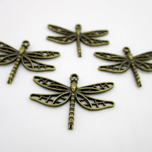 Antique Bronze Dragonfly Charms Large Dragonfly Charms 34x25mm 4pcs CHR0104 image 5