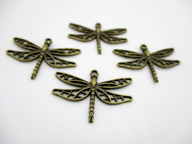 Antique Bronze Dragonfly Charms Large Dragonfly Charms 34x25mm 4pcs CHR0104 image 5