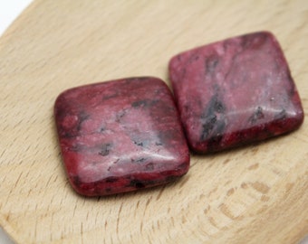 Pink Rhodonite Square Gemstone Beads - 25x4mm - 2pcs - 1.2mm Hole -  PNK0176