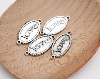 2-hole Love Connector Charms - 30x15mm - 4pcs - 1mm Hole - CHR0706