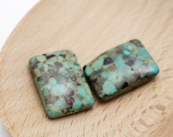 Green Sea Sediment Jasper Puffed Rectangles - 25x17mm - 2pcs - 1mm Hole - GRN0365