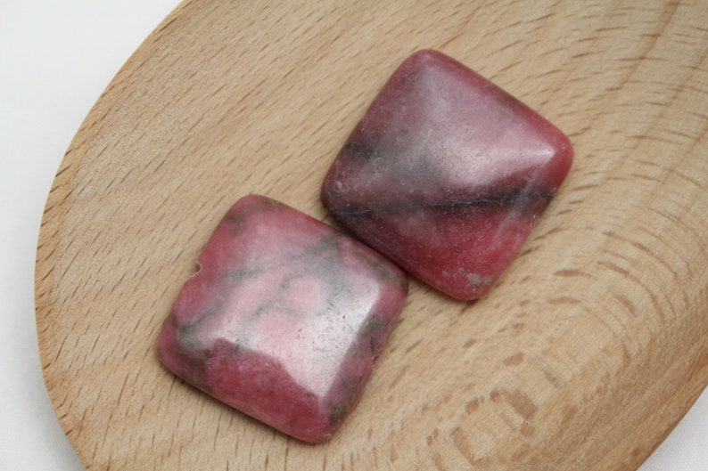 Pink Rhodonite Square Gemstone Beads 25x4mm 2pcs 1.2mm Hole PNK0174 image 2