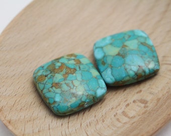 Turquoise Green Sea Sediment Jasper Puffed Squares - 23x7mm - 2pcs - 1mm Hole - GRN0359