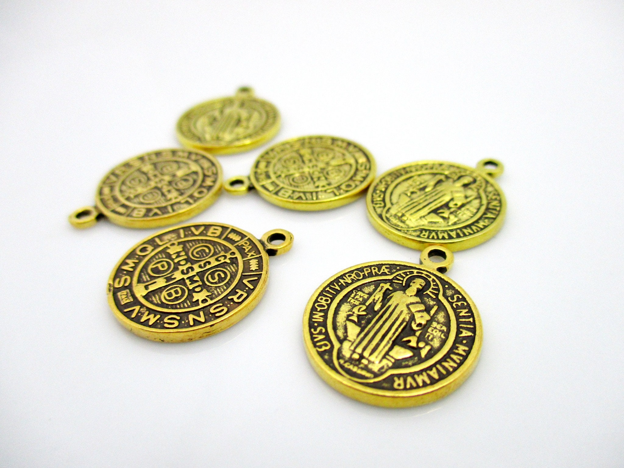 Antique Gold Religious Medallion Charms 20x16mm 6pcs Etsy