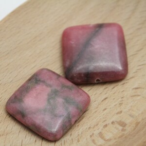 Pink Rhodonite Square Gemstone Beads 25x4mm 2pcs 1.2mm Hole PNK0174 image 3