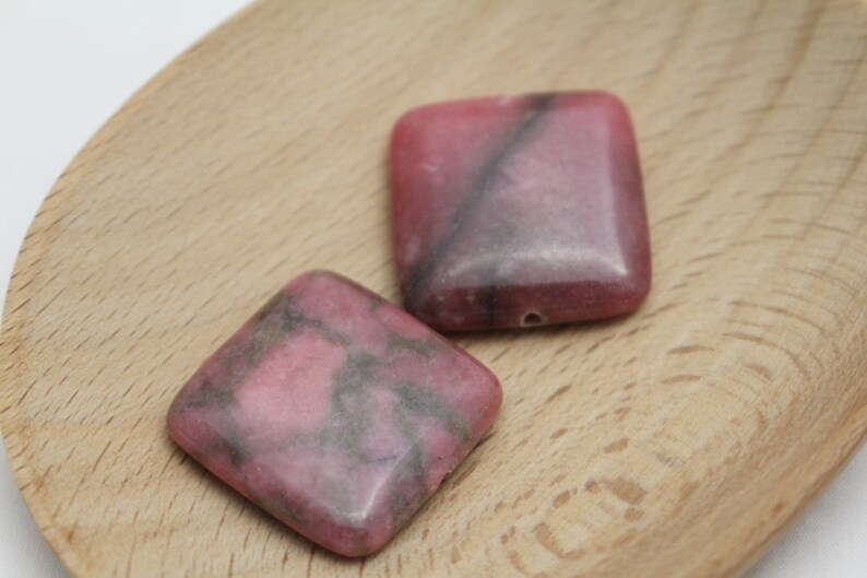 Pink Rhodonite Square Gemstone Beads 25x4mm 2pcs 1.2mm Hole PNK0174 image 3